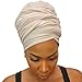 Stretch Head Wraps for Women | Extra Long Jersey Knit Turbans| Soft Cotton African Head wrap Scarf | CREAM
