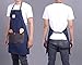 Aprons For Men And Women With Leather Pocket - Chef Kitchen Canvas Hairstylist Apron - Navy Blue