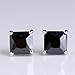 GULICX 7mm Black Stone Diamante CZ Square Studs Pierced Silver Tone Earrings Men Women