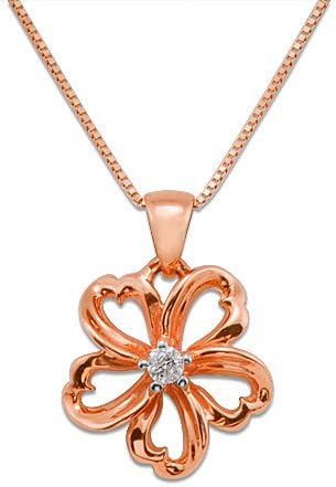 Plumeria Necklace with Diamond in 14K Rose