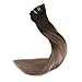 Full Shine Clip in Hair Extensions Real Human Hair Darkest Brown to Chestnut Brown Mix Ash Blonde Clip in Real Human Hair Extensions Straight Double Weft Clip in Extensions 7 Pcs 16 Inch