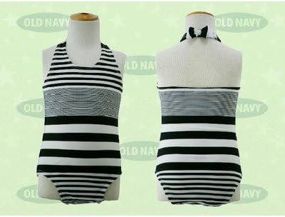 Amazon Co Jp オールド ネイビー Old Navy ガールズ 水着 単色ボーダー ホルターネック ワンピース ブラック シロ 並行輸入品 18 24m 服 ファッション小物