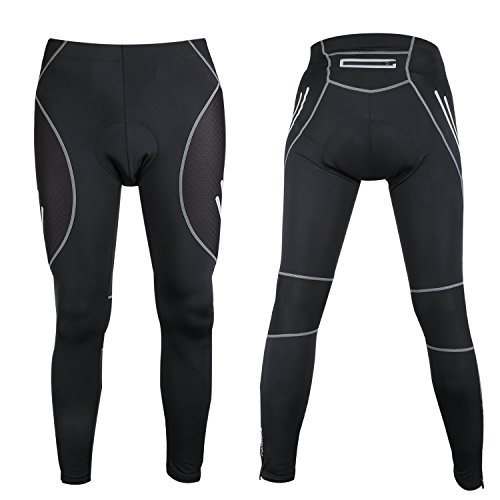 Men's Bike Pants 3D Padded Cycling Tights UV Protection Cycling Pants Night Safe Bike Tights Compression Pants Reflective Strip Quick Dry (US Size - L)