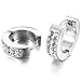 INBLUE Men's Stainless Steel Stud Hoop huggie Earrings CZ Silver Gold Tone Black