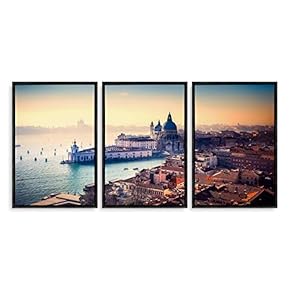 3 Piece Framed Canvas Wall Art for Living Room, Bedroom Italy City Landscape Canvas Prints for Modern Home Decoration Ready to Hang - 16"x24"x3 Panels