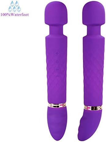 Waterproof Massager,Dual Massager,Wireless Therapeutic Massager, Medical-Grade Massage Wand with 2 Powerful Vibration Head 20 Modes Rechargeable for Muscle Aches &amp; Sports Recovery(Purple)