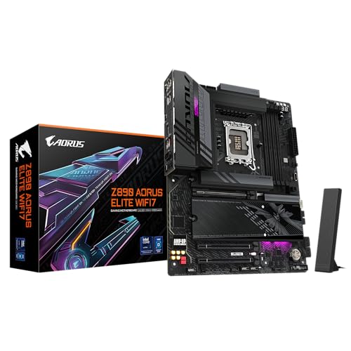GIGABYTE Z890 AORUS ELITE WIFI7 Motherboard - Supports Intel Core Ultra (Series 2) CPUs, 16+1+2 phases VRM, up to 8800MHz DDR5 (OC), 1xPCIe 5.0 + 3xPCIe 4.0, Wi-Fi 7, 2.5GbE LAN, Thunderbolt 4