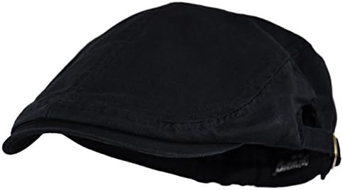 Deewang Fashion Cotton Cabbie Hat Buckle Golf Ivy Colorful Newsboy Driving Cap (Black)