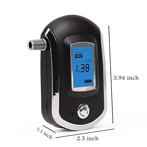 Breathalyzer, Breath Alcohol Tester, Digital Battery Power Alcohol Detector, Portable BAC Tracker with Mini Blow Pipe and LCD Display -Black
