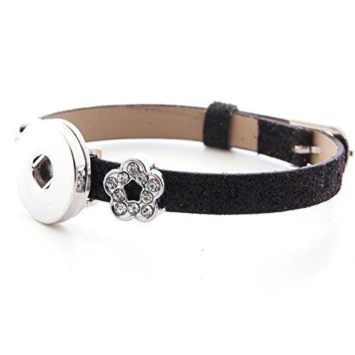 Ginooars Pack of 10 Colors Artificial Leather Snap Base Bracelets for 18mm Ginger Snap Charms
