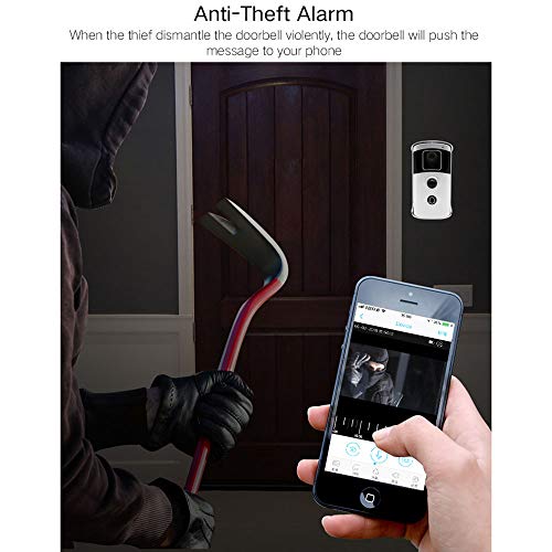 Wireless WiFi HD 1080P Alarm Smart Phone APP Remote Control Video Doorbell Rainproof IR-Cut Intercom Camera Motion Detect Door Phone Ring Bell Home Security System