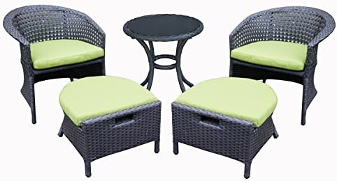 ORNO TTOBE 5 Piece Outdoor Wicker Patio Furniture Conversation Sets with Sunbrella Cushion 2 chairs