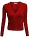 Doublju Womens Long Sleeve V-Neck Cardigan Button Front Crop Cardigan (S - 3XL)