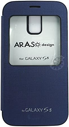 ARASO Style Bumper Flip Case for Samsung Galaxy S5 Anti-Shock Magnet Lock Bumper Cover (Navy)
