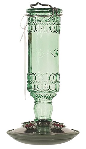 Perky Pet 8108 2 Green Antique Bottle 10 Oz Glass Hummingbird