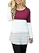 FARYSAYS Women's Casual Long Shirt Stripe Cowl Neck Long Sleeve Tops (X-Large, Burgandy)