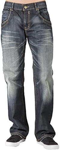 Level 7 Men's Relaxed Bootcut Premium Denim Jeans Whisker Hand Sanding Zipper Pockets Size 38