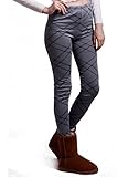 HDE Women Winter Knit Leggings Fleece Line Nordic Design Thermal Insulated Pants (Gray Plaid, Medium)
