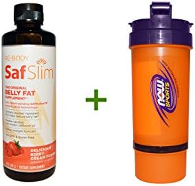 Rebody Safslim, The Original Belly Fat Supplement, Delicious Berry Cream Fusion, 16 oz (454 g), Now Foods, 3 in 1 Sports Shaker Bottle, 25 oz