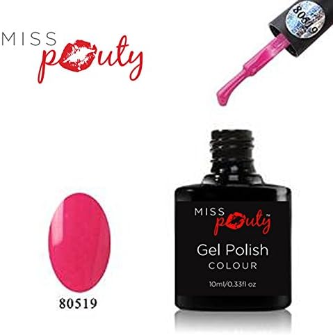 Miss Pouty Nail Polish Soak Off UV Nail Gel Polish 10ml - 14 day wear! UK Cosmetic Specialists (Hot Pop Pink - 80519)