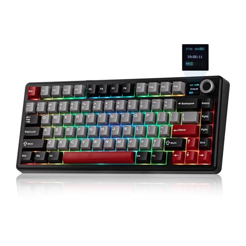 MechLands Aula F75 MAX Kabellose Gaming-Tastatur mit Display & Drehregler, 75% Hot-Swap-fähige Mechanische Tastatur mit Creamy Gasket, RGB, NKRO für W