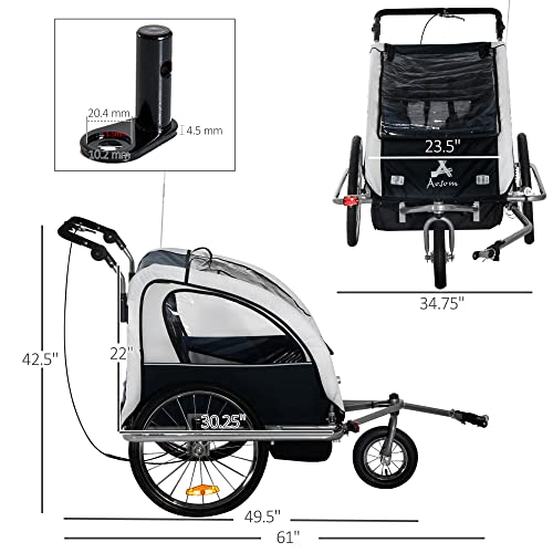 Aosom Elite 360 Swivel Bike Trailer for Kids Double Child TwoWheel