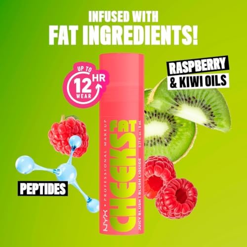 , Fat Cheeks Juicy Blush, Colorete Líquido con Acabado Glossy, Hidratación Prolongada, Color Intenso 12 Horas, Tono 02 Fig Fizz, 8ml