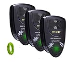 WH-SHOP Ultrasonic Pest Repellent - Highly Effective Plug-in Electronic Insect Repeller, Indoor Pest Control for Mice, Bugs, Mosquito, Uses Sonic Sound,Set of 3 Buy it and get one Mosquito Bracelet