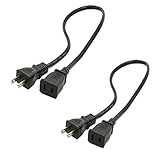Toptekits 2-Pack USA Outlet Saver Power Extension Cord Cable 125V 15A 2-Prong 2 Outlets for NEMA 5-15P to NEMA 5-15R (1.6ft/50cm)