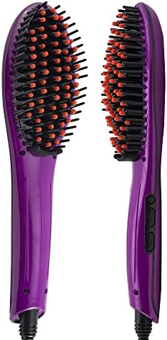 GoldmineBeauty Hair Straightening Brush -Professional Hair Straightener Brush, Ceramic LCD Digital Electric LED Display- Hair Scalp Massage Massager Growth Brush-Purple