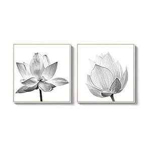 2 Piece Framed Canvas Wall Art for Living Room, Bedroom Transparent Flower Canvas Prints for Home Decoration Ready to Hang - 16"x16"x2 Panels