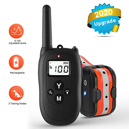 candyPet Dog Training Collar with Remote, 2020 Upgraded 1000ft Rechargeable Waterproof Remote Control Training Collar, 3 Adjustable Beep/Vibration/ Static Collars for Small/Medium/Large Dogs