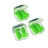 Top Reusable Comfortable Earplugs,Polyurethance Memory Foam,Ear Shield 48.4dB Highest NRR for Sleeping,Travel,Work Hearing Protection(Green,3Pairs,Medium)