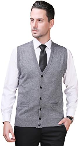 Zelta Men's Knitted Sleeveless Sweater Vest Button Down Cardigan