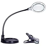 Brightech LightView Pro Flex 2-in-1 Magnifying Glass LED Lamp - Lighted Magnifier with Stand & Clamp - for Desk, Sewing, Table - Bright Light for Reading, Crafts - 2.25x Magnification
