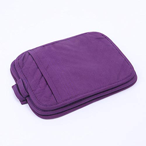 Anyi Oven Pot Holders with Pocket, 100% Cotton Oven Mitts Oven Pads with Feature of Heat Resistant Potholders Non Slip for Cooking Baking, Set of 3 (Purple) - Thumbnail 3