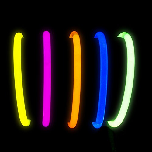 100 Count Bulk Assorted Glow Sticks in 5 Vibrant Shades (Pink, Green, Blue, Yellow, Orange), 8 Inches | Last 8 - 10 Hours | Safe, Non Toxic, Waterproof   Bracelets Party Pack by PartySticks