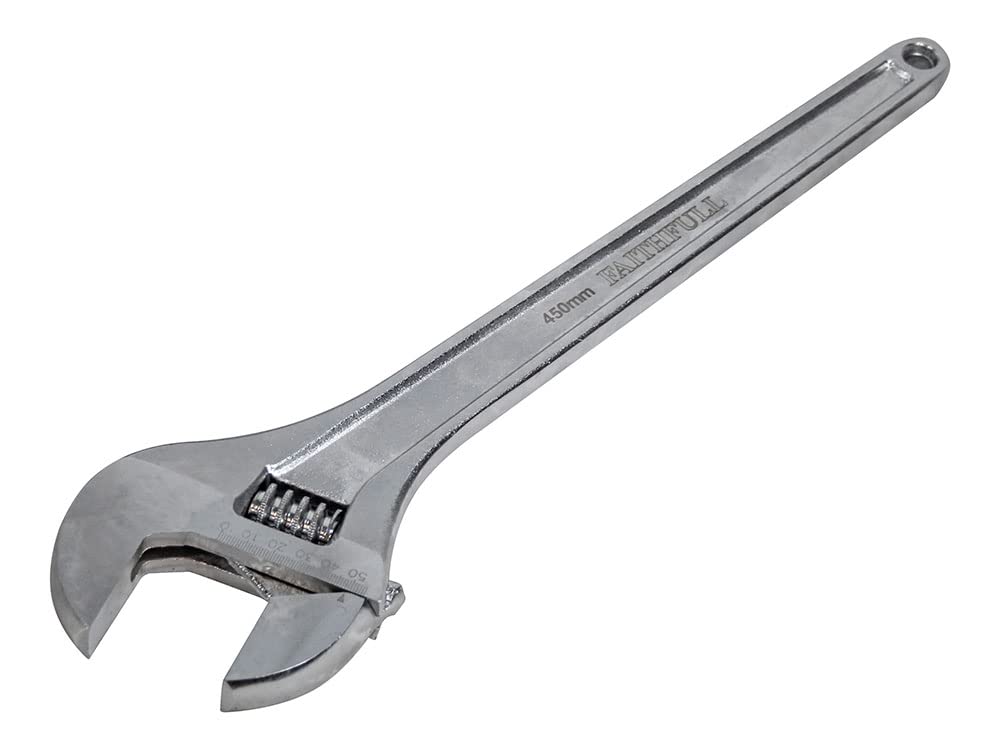 Faithfull FAIAS450MC Chrome Adjustable Wrench Spanner 450mm (18in) Capacity 55mm