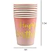 102 Piece Pink and Gold Theme Happy Birthday Party Set Including Banner, Plates, Cups, Straws, Napkins and Tablecloth, Serves 20