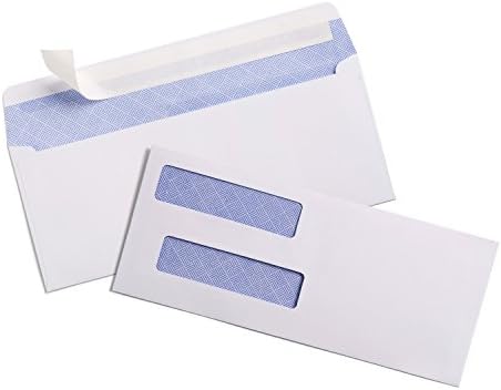 500 #8 SELF SEAL Double Window CHECK Envelopes, Security Tinted, Premium Peel and Seal Adhesive, Designed for QuickBooks Checks, Business Checks, Laser Checks Size 3-9/16" x 8-3/4" (NOT FOR INVOICES)