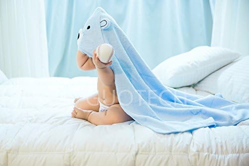 NAICHUN bamboo fiber Baby Bath Towel Hooded Baby Towel and Washcloth Set Extra Soft Baby Bath Towel For Newborns Infants Toddlers,Large Size Animal Design Towel, Kind For All Baby Skin (BLUE)