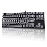M87 Mac Layout Mechanical Keyboard, VELOCIFIRE 87-Key with Tactile Brown Switch, and LED White Backlit, 100% Compatible with Mac (Black)
