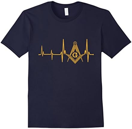 Mens Freemason Heartbeat T-Shirt Masonic Heartbeat T-shirt Medium Navy
