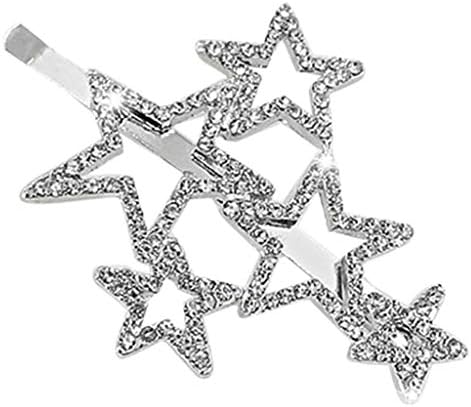 Fendiy Minimalist Metallic Glitter Silver Straight Bobby Pins,Women Girls Shimmer Rhinestone Hollow Out Jewelry Hair Clips