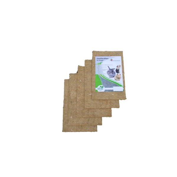 Hemp mats for rodents from 100 of hemp, 40 x 25 cm, about 10 mm thick, 5 pieces, (£ 3,18/each