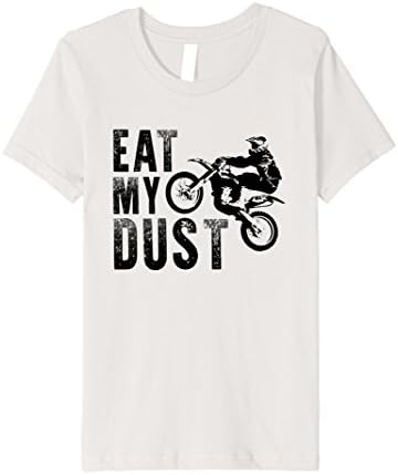 Kids  Motocross Birthday Party Eat My Dust Dirt Bike Shirt  6 Silver