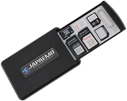 JAPAEMO SIM Adaptor Kit 4Type SET w/ Grip Pad Technology SIM Card & SD Card Safe Case and ZIP Bag BLACK JSC-1503Z