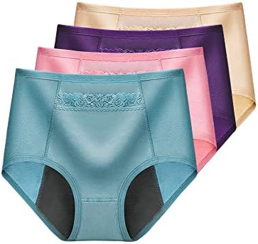 KINLOU Women's Menstrual Period Panties - Soft Postpartum Knickers Leakproof Protective Cotton Briefs with Hidden Pocket Place for Warmer Pad