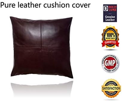 DOLLY LAMB 100% Lambskin Leather Pillow Cover - Sofa Cushion Case - Decorative Throw Covers for Living Room & Bedroom - 16x16 Inches - Dark BrownPack of 1