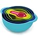 Joseph Joseph Nest 8 Nesting Bowls Set with Mixing Bowls Measuring Cups Sieve Colander, 8-Piece, Multicolored